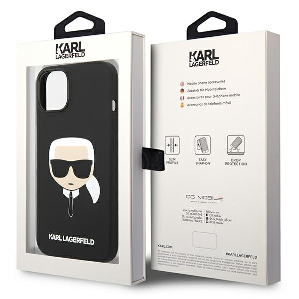 Hülle KARL LAGERFELD Apple iPhone 14 Plus Silikon Karl`s Head Schwarz Hartcase